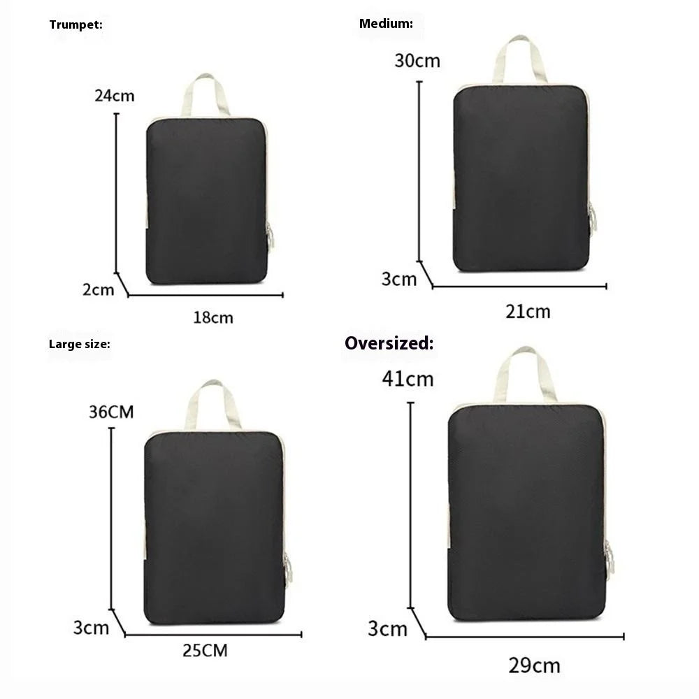4Pcs / Set Luggage Organizer Bags Oxford Cloth Travel Packing Expandable Clothes Storage Bags - Black - 7