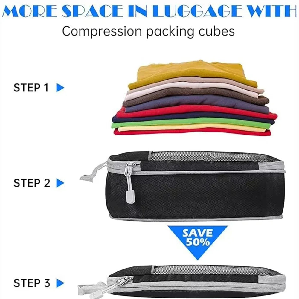 5Pcs / Set Luggage Organizer Bags Oxford Cloth Travel Packing Expandable Clothes Storage Bags - Grey - 3