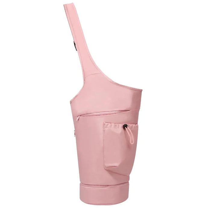 Yoga Mat Carrier Bag Large Opening Polyester Gym Bag with Waterproof Pocket and Drawstring Water Bottle Holder - Pink - 2