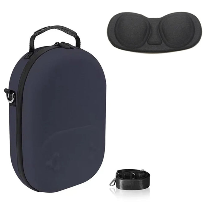 For Meta Quest 3S Storage Bag VR Headset Carrying Case with Lenses Protector Hard Shell EVA Leather Bag Shock Resistant - Dark Blue - 2