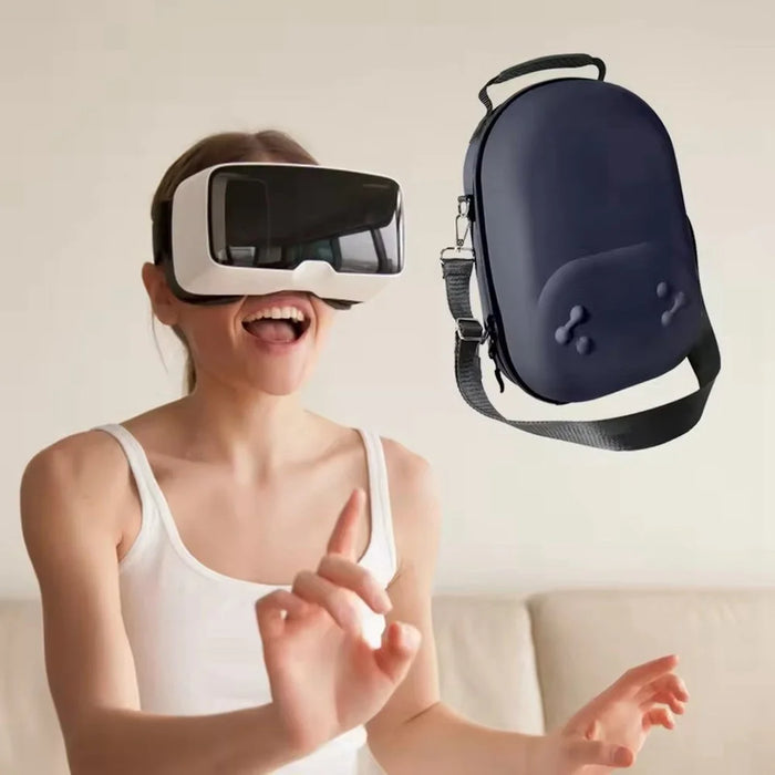 For Meta Quest 3S Storage Bag VR Headset Carrying Case with Lenses Protector Hard Shell EVA Leather Bag Shock Resistant - Dark Blue - 5