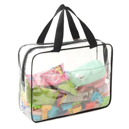 Waterproof Storage Bag Transparent PVC Tote Pouch for Building Blocks Beach Toys Toiletries - 1