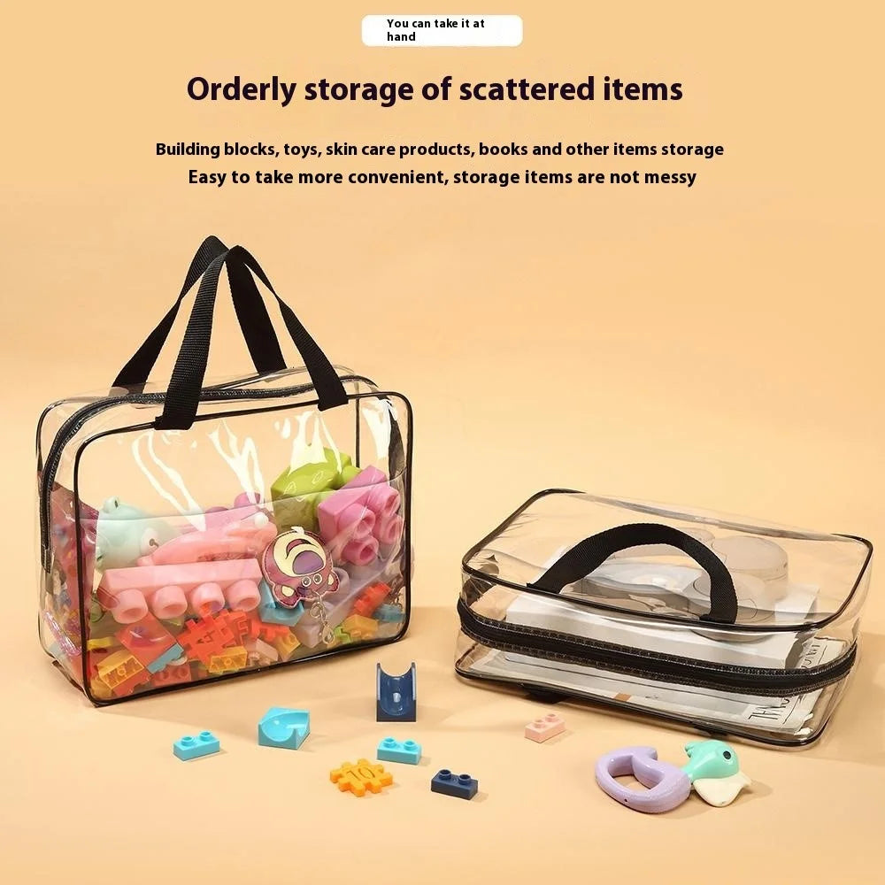 Waterproof Storage Bag Transparent PVC Tote Pouch for Building Blocks Beach Toys Toiletries - 3