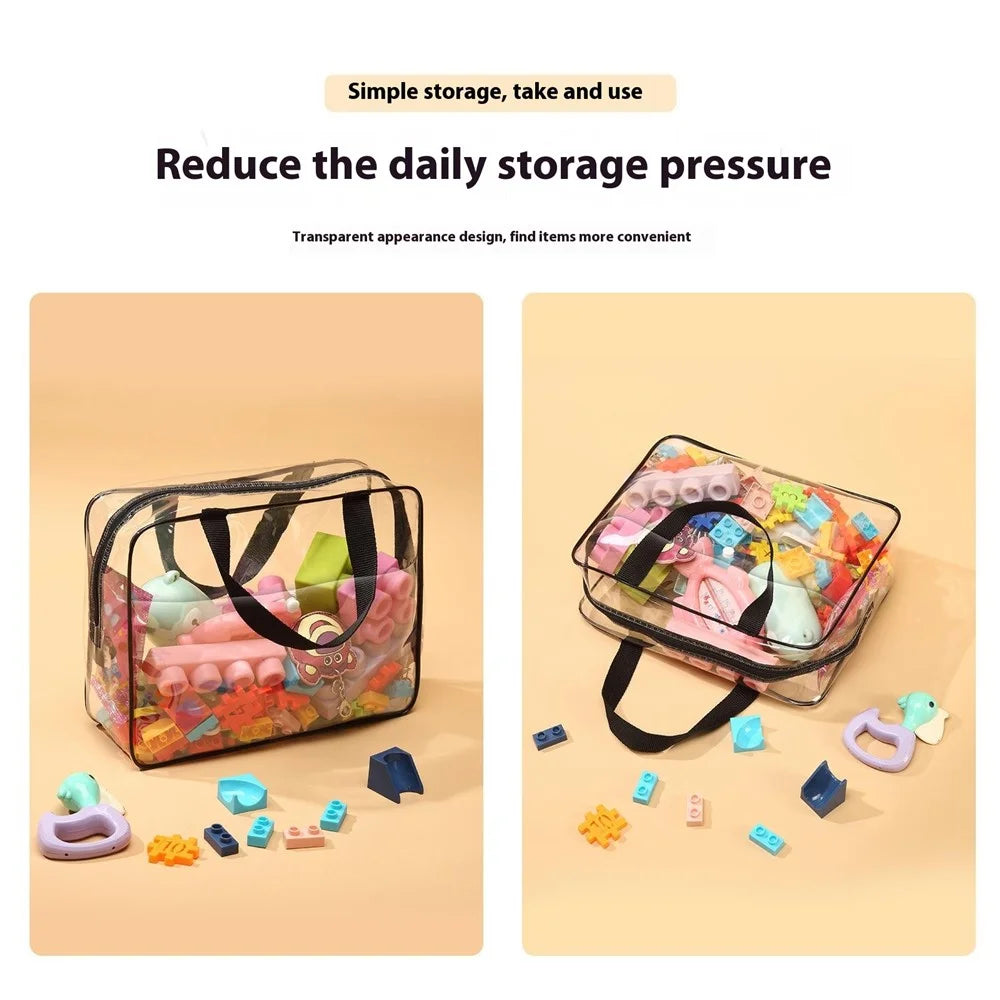 Waterproof Storage Bag Transparent PVC Tote Pouch for Building Blocks Beach Toys Toiletries - 5
