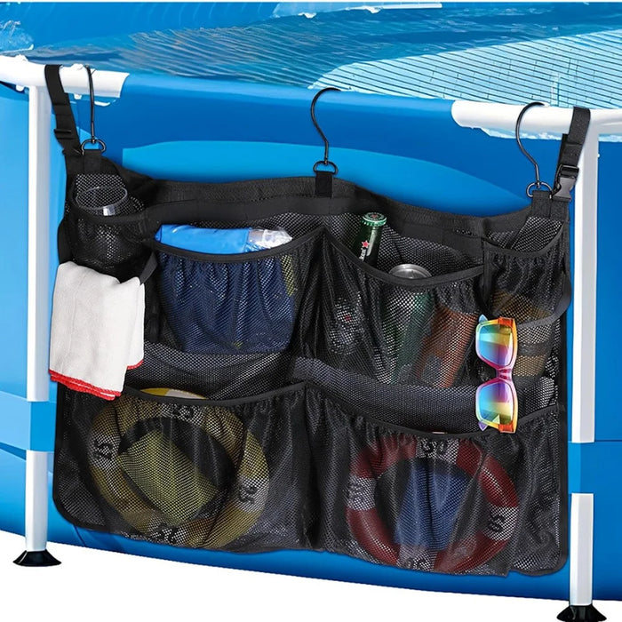 Outdoor Pool Storage Hanging Bag Toy Organizer Bathroom Shower Camping Polyester Mesh Storage Pouch - 2