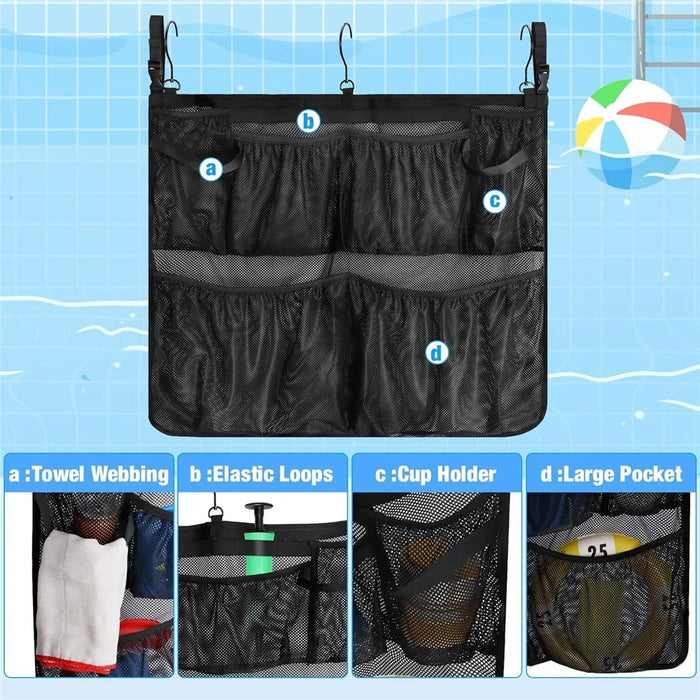 Outdoor Pool Storage Hanging Bag Toy Organizer Bathroom Shower Camping Polyester Mesh Storage Pouch - 5