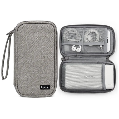 BAONA BN-E003 Electronic Accessories Organizer Bag Travel Organization Case Wrist Storage Bag for Power Bank, Charging Cable, Headset - Grey - 1