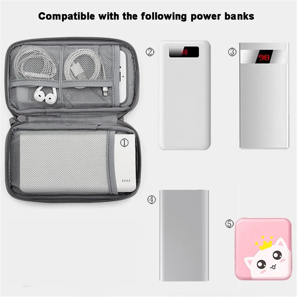 BAONA BN-E003 Electronic Accessories Organizer Bag Travel Organization Case Wrist Storage Bag for Power Bank, Charging Cable, Headset - Grey - 2