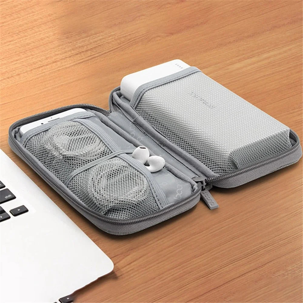 BAONA BN-E003 Electronic Accessories Organizer Bag Travel Organization Case Wrist Storage Bag for Power Bank, Charging Cable, Headset - Grey - 3