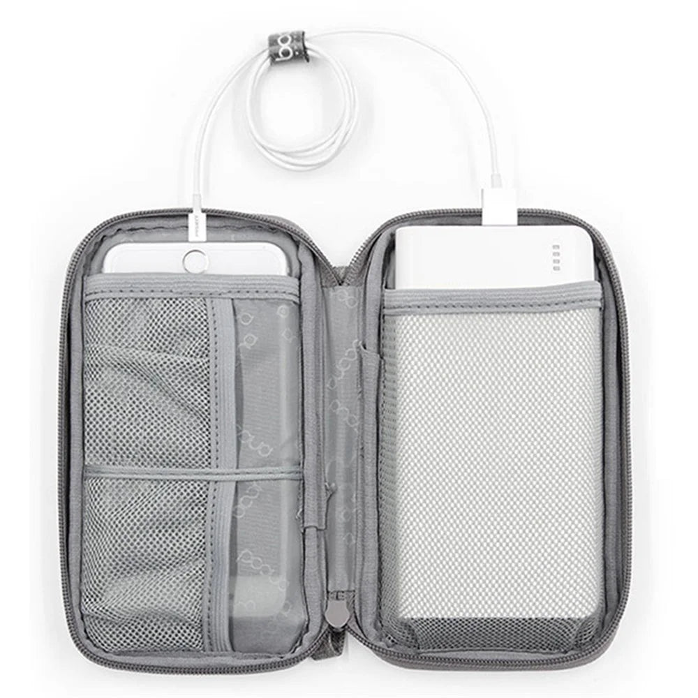 BAONA BN-E003 Electronic Accessories Organizer Bag Travel Organization Case Wrist Storage Bag for Power Bank, Charging Cable, Headset - Grey - 5
