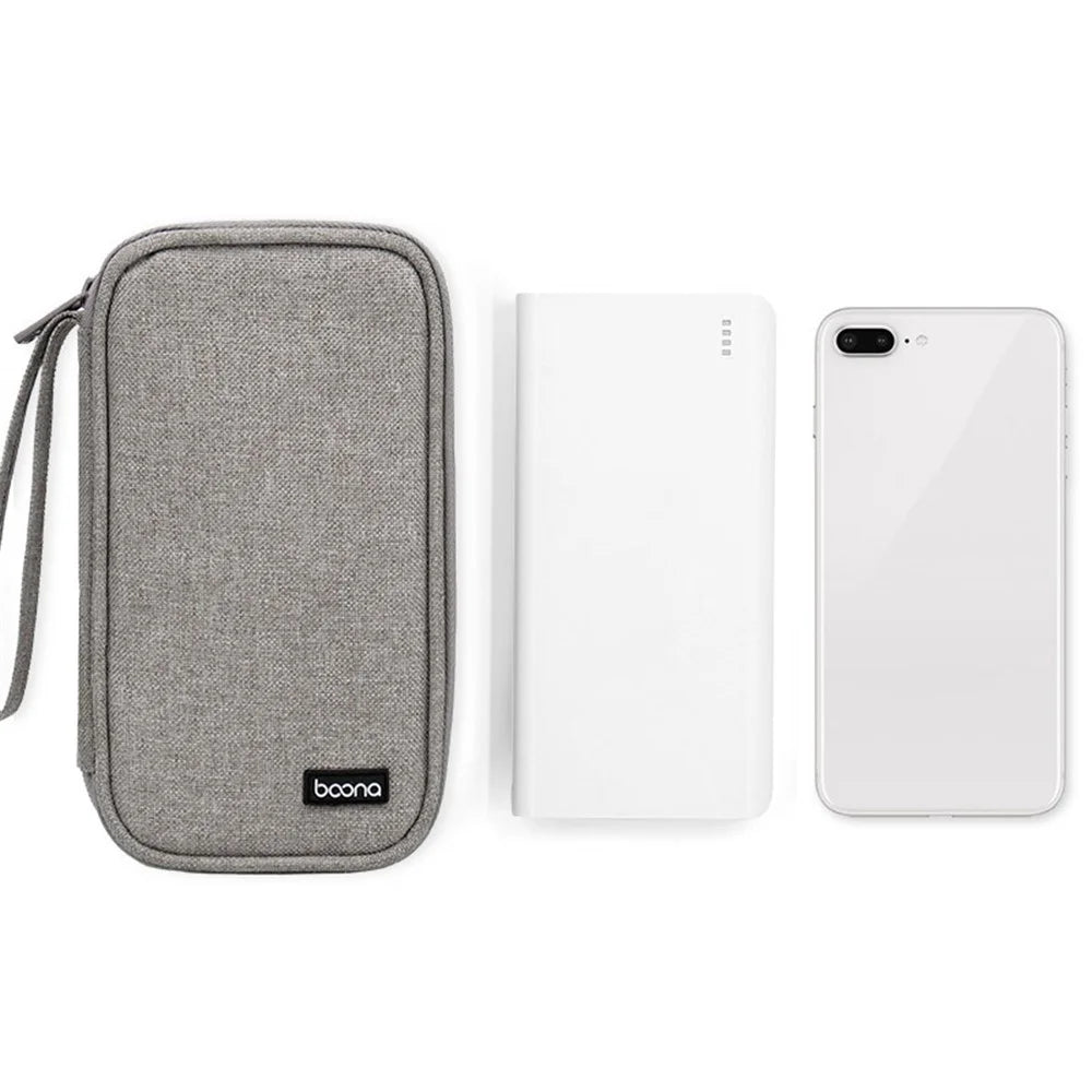BAONA BN-E003 Electronic Accessories Organizer Bag Travel Organization Case Wrist Storage Bag for Power Bank, Charging Cable, Headset - Grey - 6
