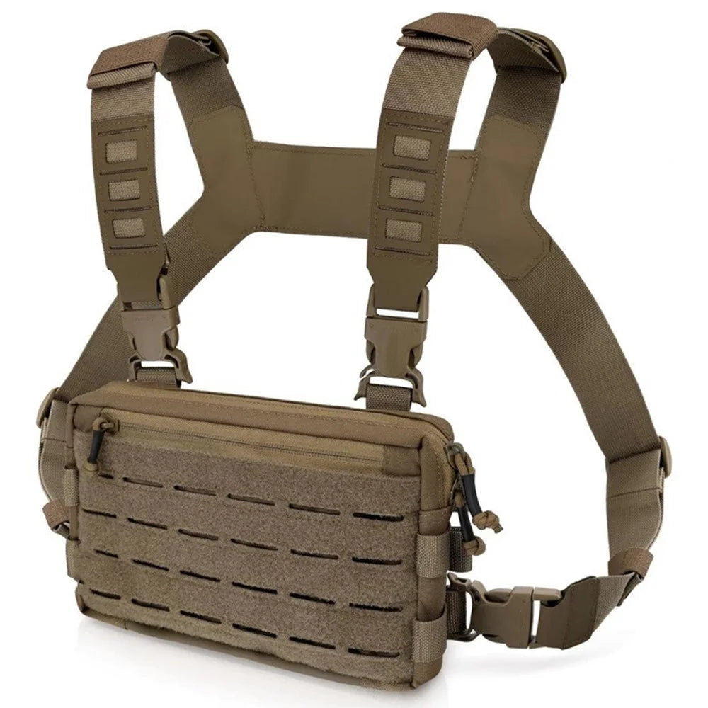Multifunction Tactical Vest Chest Bag Oxford Fabric Outdoor Hunting Molle Survival Bag - Brown - 1