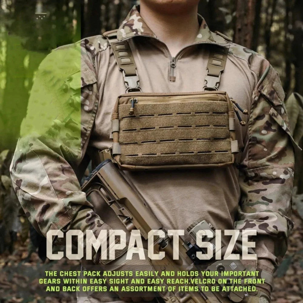 Multifunction Tactical Vest Chest Bag Oxford Fabric Outdoor Hunting Molle Survival Bag - Brown - 2