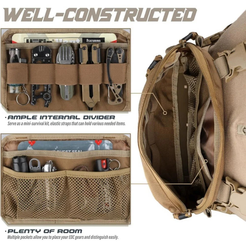 Multifunction Tactical Vest Chest Bag Oxford Fabric Outdoor Hunting Molle Survival Bag - Brown - 3