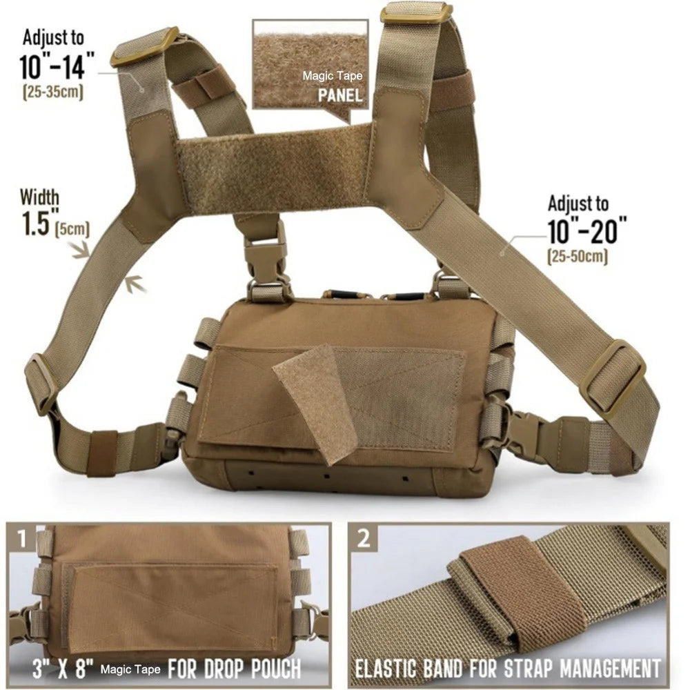 Multifunction Tactical Vest Chest Bag Oxford Fabric Outdoor Hunting Molle Survival Bag - Brown - 4