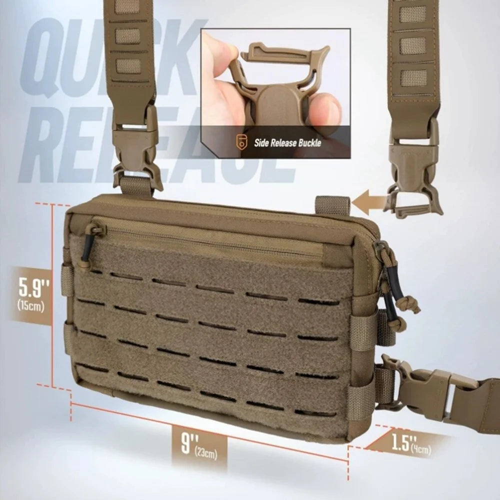 Multifunction Tactical Vest Chest Bag Oxford Fabric Outdoor Hunting Molle Survival Bag - Brown - 5