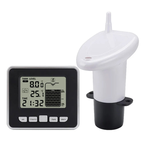 Multifunctional Ultrasonic Water Tank Level Meter with Indoor Temperature Display Digital Electronic Clock Thermometer - 1