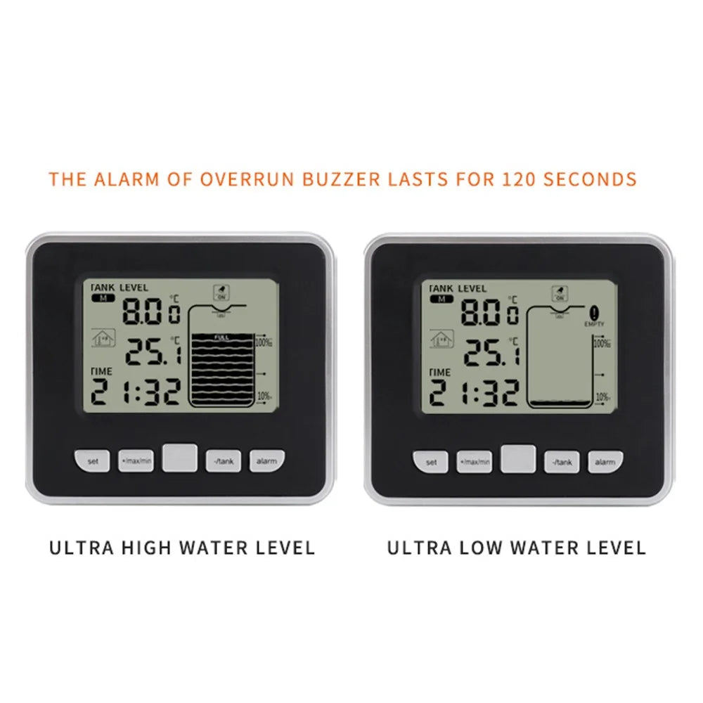 Multifunctional Ultrasonic Water Tank Level Meter with Indoor Temperature Display Digital Electronic Clock Thermometer - 5
