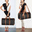 Travel Garment Bag Portable Luggage Organizer Large Capacity PU Leather Duffel Bag - Black / Brown - 5