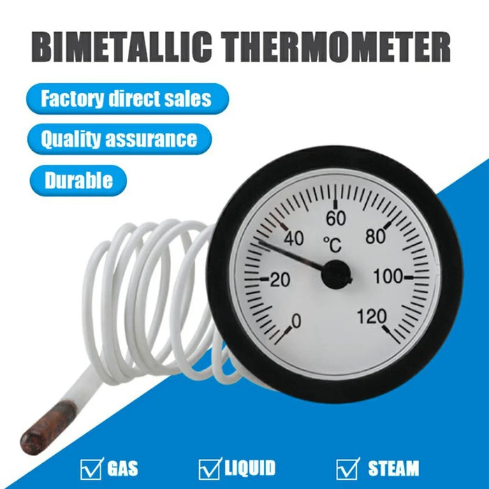 TS-W53 52mm Pointer Type Industrial Copper Pipe Thermometer Boiler Pipeline Water Temperature Gauge - 2