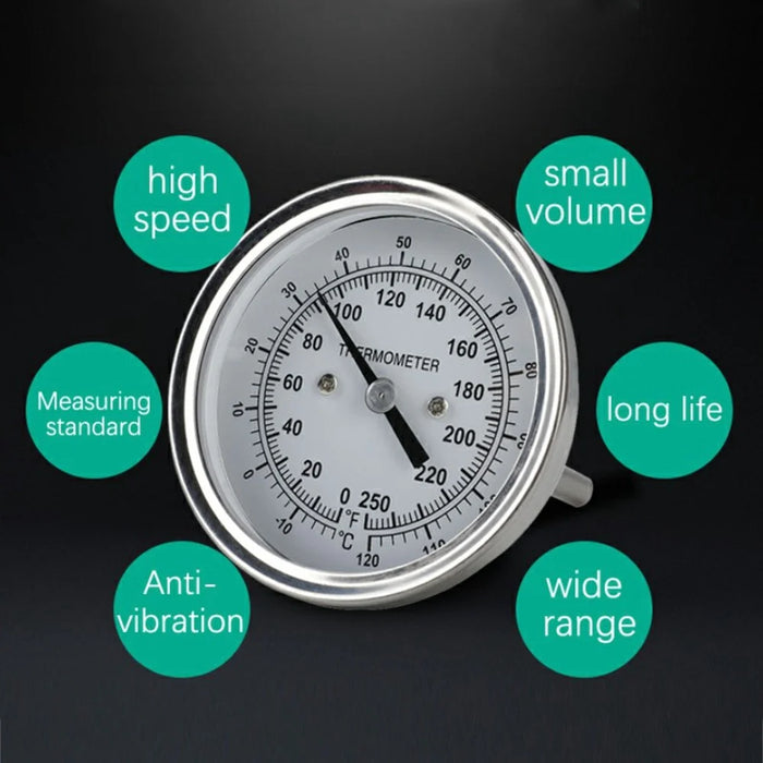 TS-BX40 Axial Pointer Bimetal Thermometer Boiler Round Temperature Gauge Digital BBQ Grill Thermometer - 3