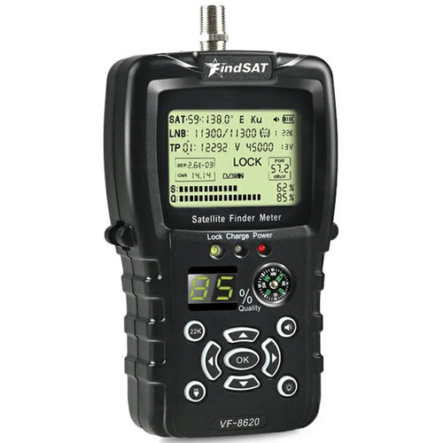 FINDSAT VF-8620 DVB-S2  /  S2X Satellite Finder Meter With Flashlight Compass High Definition Signal Strength - EU Plug - 1