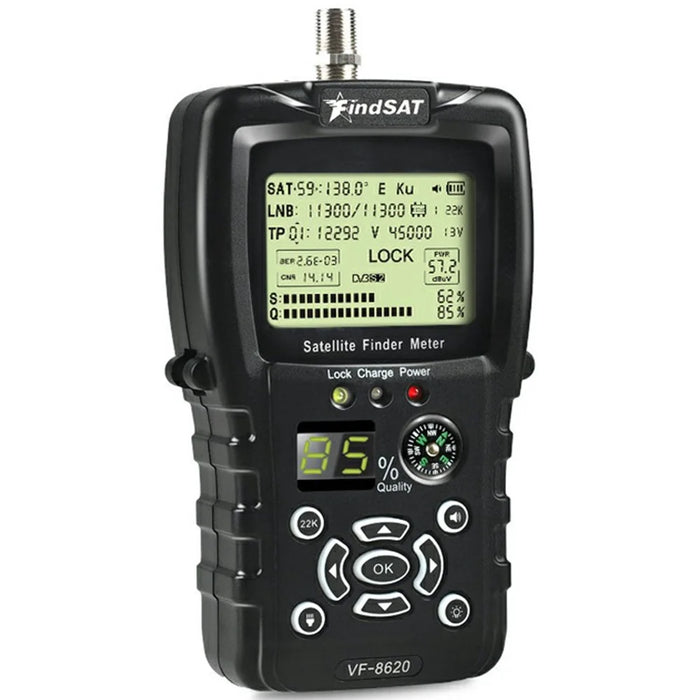 FINDSAT VF-8620 DVB-S2  /  S2X Satellite Finder Meter With Flashlight Compass High Definition Signal Strength - EU Plug - 1