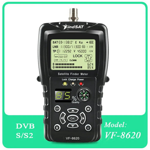 FINDSAT VF-8620 DVB-S2  /  S2X Satellite Finder Meter With Flashlight Compass High Definition Signal Strength - EU Plug - 2