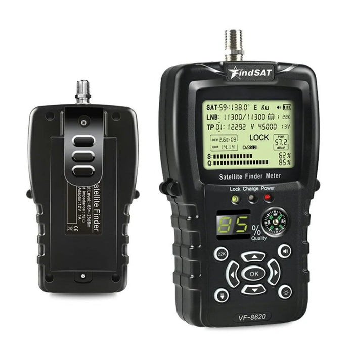 FINDSAT VF-8620 DVB-S2  /  S2X Satellite Finder Meter With Flashlight Compass High Definition Signal Strength - EU Plug - 4
