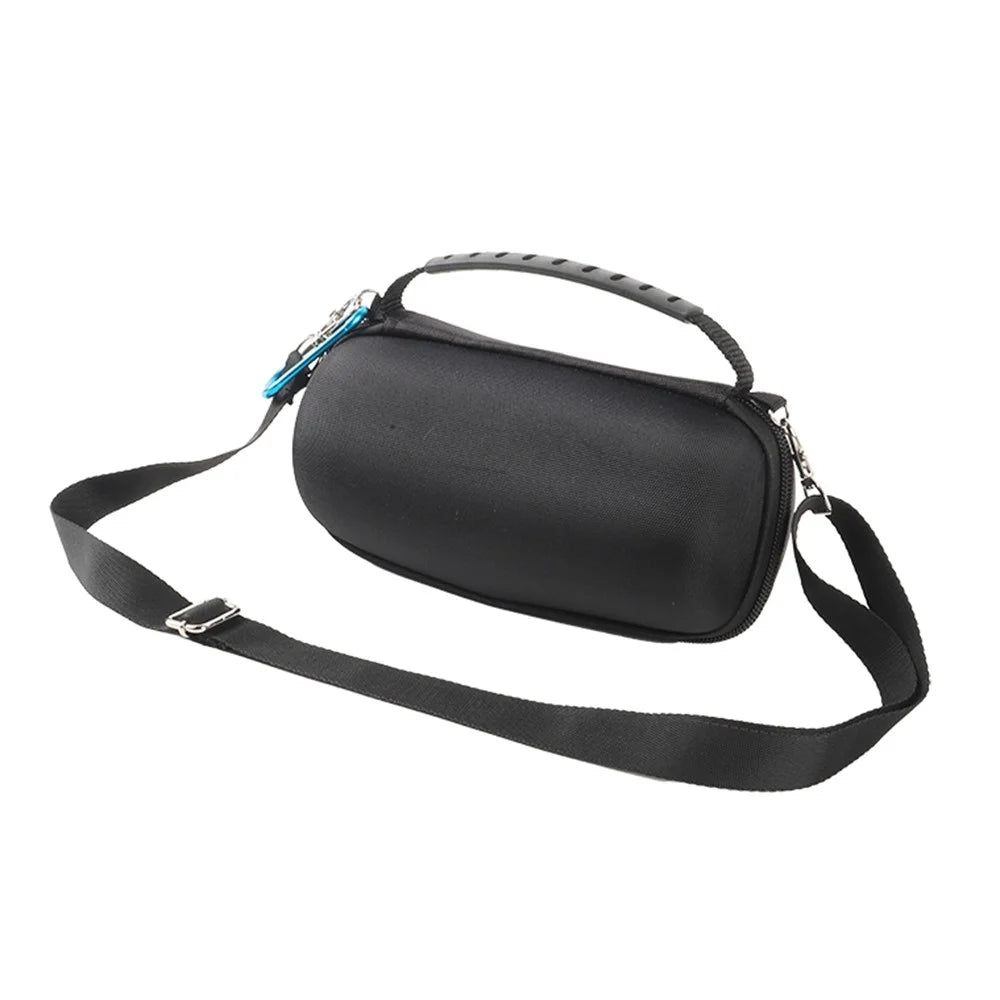 For JBL Flip 7 Speaker Case EVA Shockproof Storage Bag with Handle Strap / Shoulder Strap / Carabiner - Black - 1