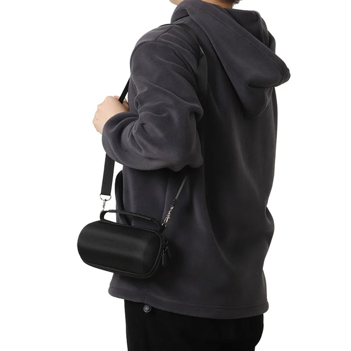 For JBL Flip 7 Speaker Case EVA Shockproof Storage Bag with Handle Strap / Shoulder Strap / Carabiner - Black - 2