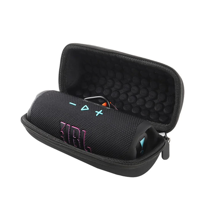 For JBL Flip 7 Speaker Case EVA Shockproof Storage Bag with Handle Strap / Shoulder Strap / Carabiner - Black - 5