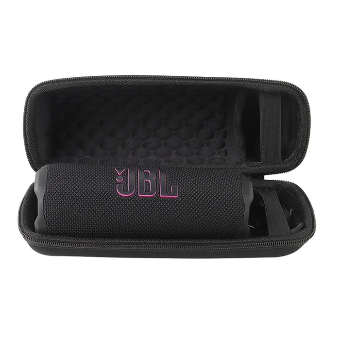 For JBL Flip 7  /  Flip 6  /  Flip 5 Speaker Case Shockproof Storage Bag with Carabiner and Shoulder Strap - Black - 6