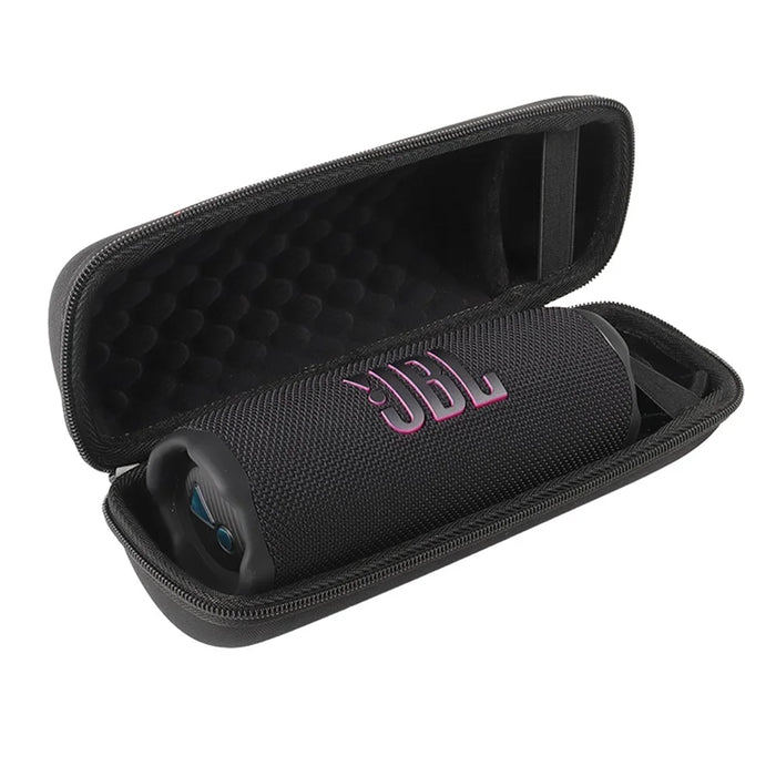 For JBL Flip 7  /  Flip 6  /  Flip 5 Speaker Case Shockproof Storage Bag with Carabiner and Shoulder Strap - Black - 7