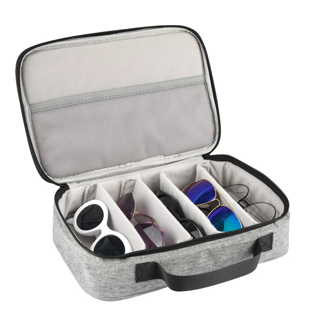 Adjustable Slots Glasses Storage Bag Sunglasses Eyewear Travel Organizer Polyester Pouch - 3