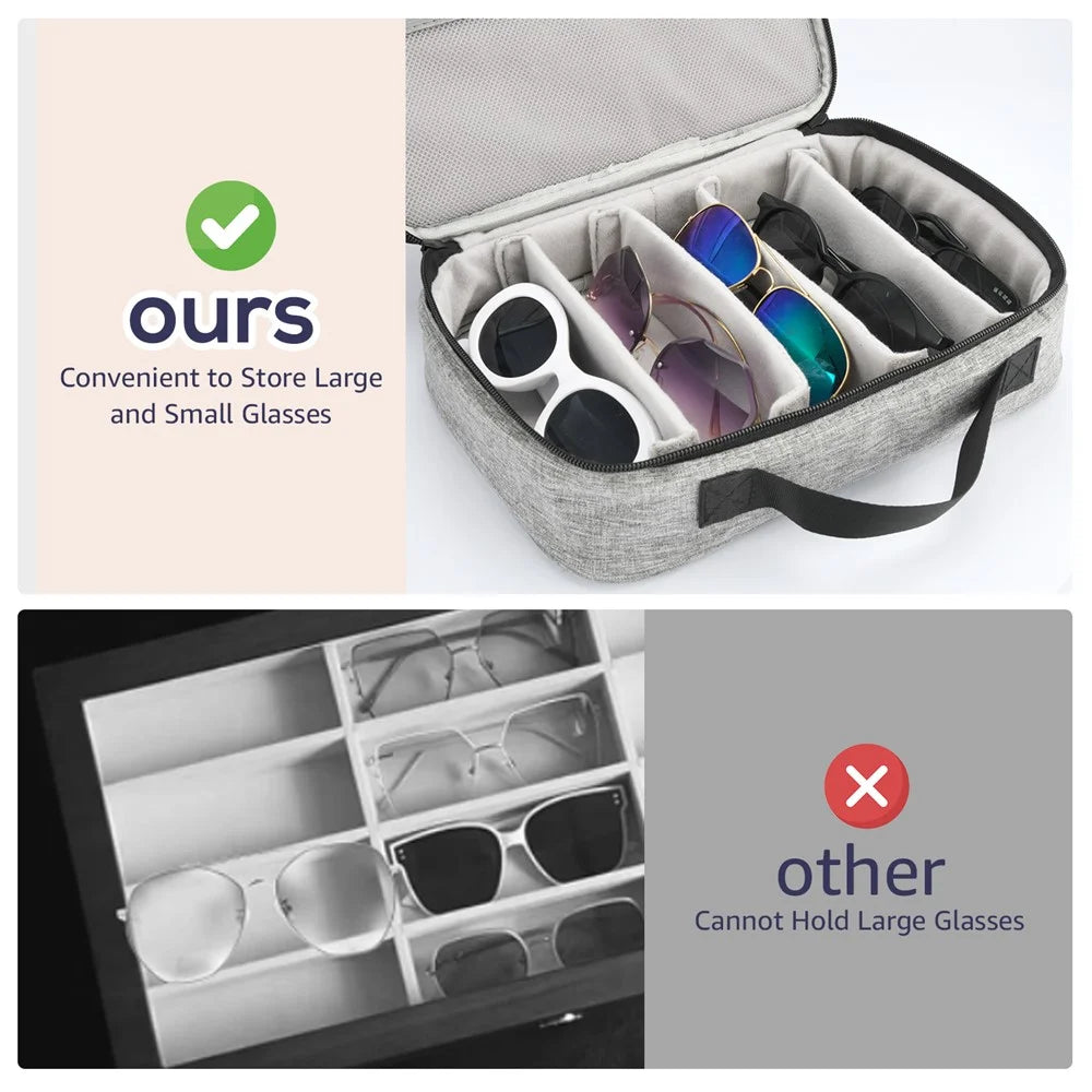 Adjustable Slots Glasses Storage Bag Sunglasses Eyewear Travel Organizer Polyester Pouch - 6