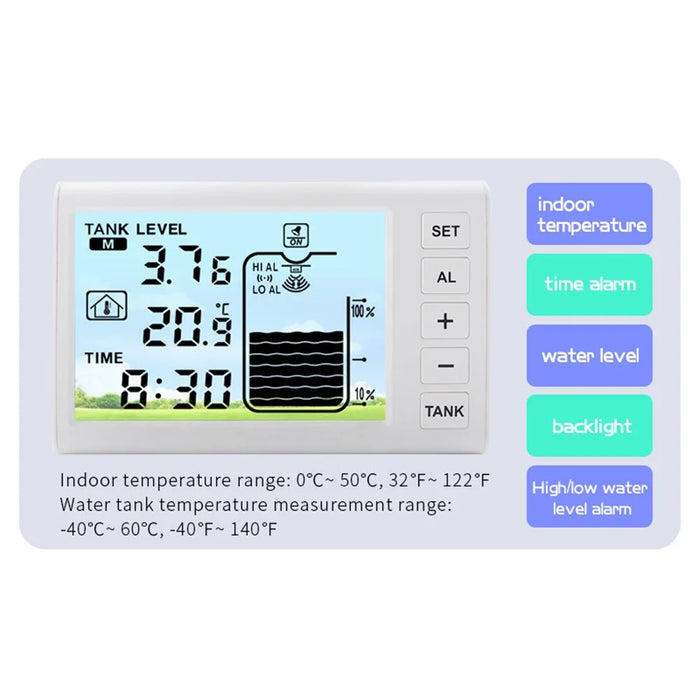 TS-FT003 Ultrasonic Liquid Level Meter for Water Tank 4.3 Inch Digital Display Solar Charging Water Level Monitor - 6