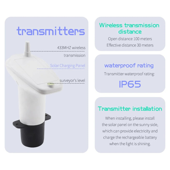 TS-FT005 Ultrasonic Water Tank Level Meter 4.3 Inch Digital Display High Low Level Alarm with Backlit - 5