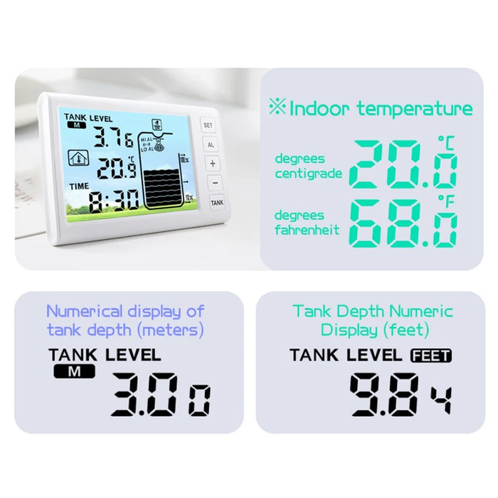 TS-FT005 Ultrasonic Water Tank Level Meter 4.3 Inch Digital Display High Low Level Alarm with Backlit - 7