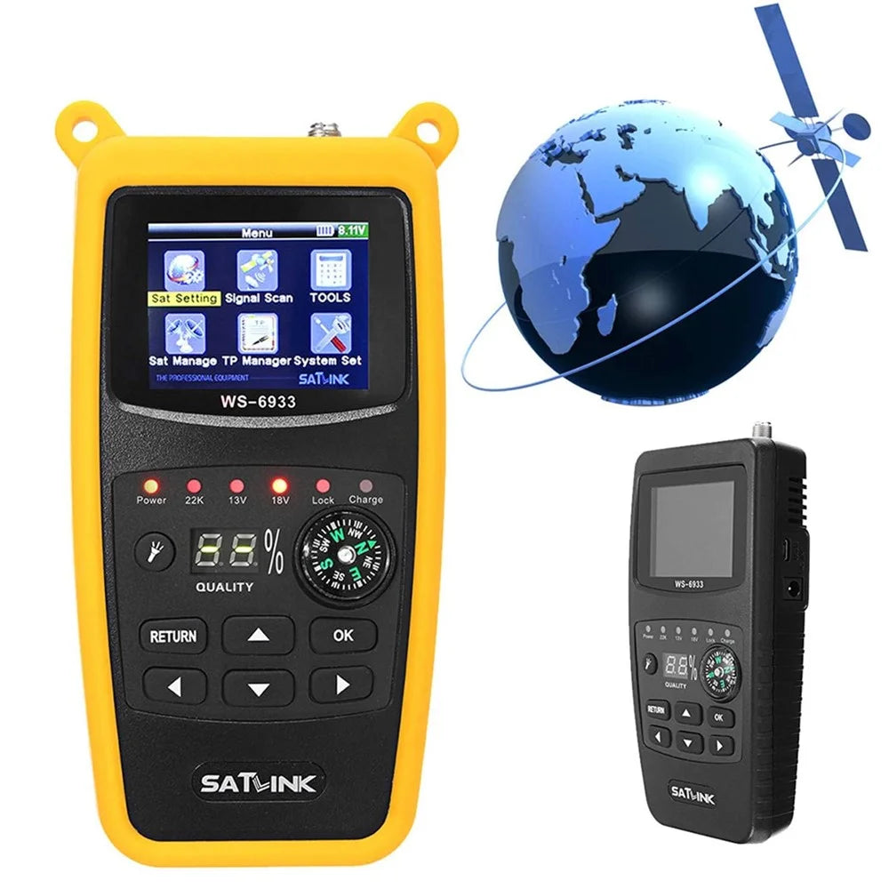 SATLINK WS-6933 DVB-S2 Signal Detector Handheld Satellite Finder Meter with Flashlight Compass - EU Plug - 5