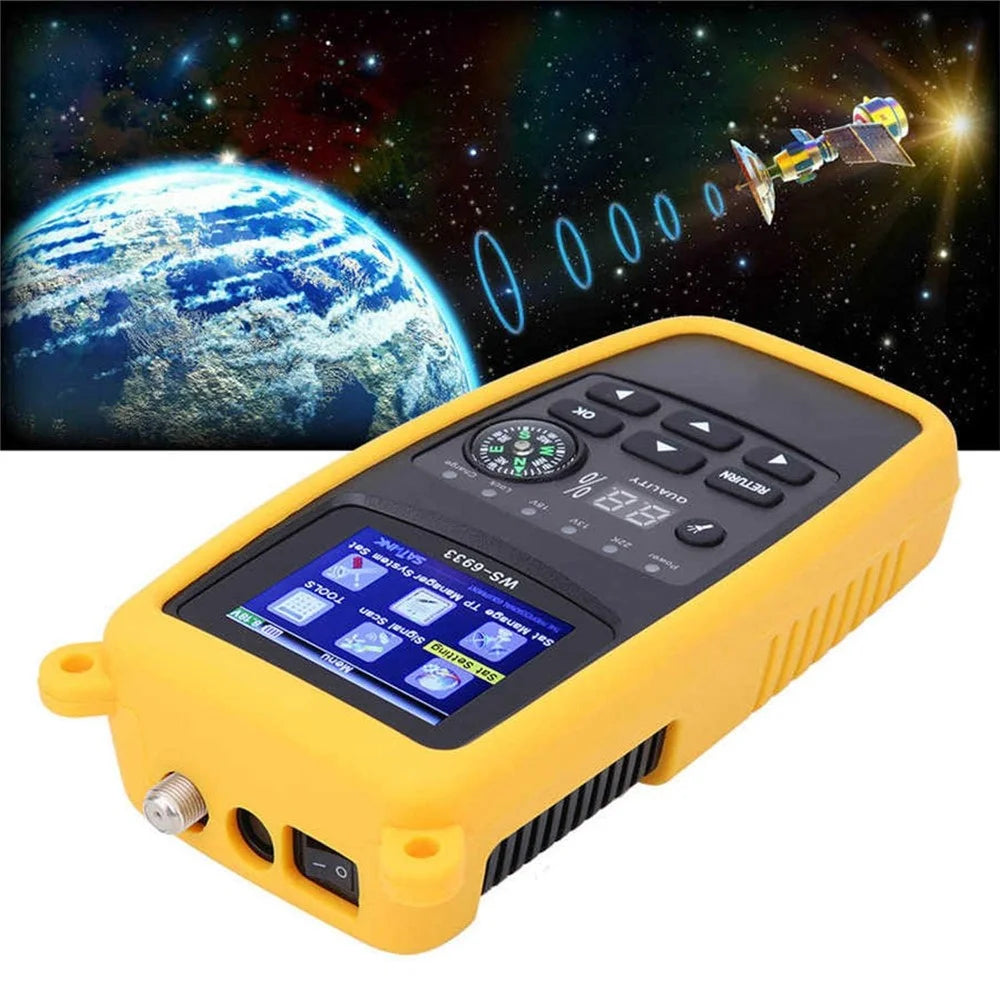 SATLINK WS-6933 DVB-S2 Signal Detector Handheld Satellite Finder Meter with Flashlight Compass - EU Plug - 6