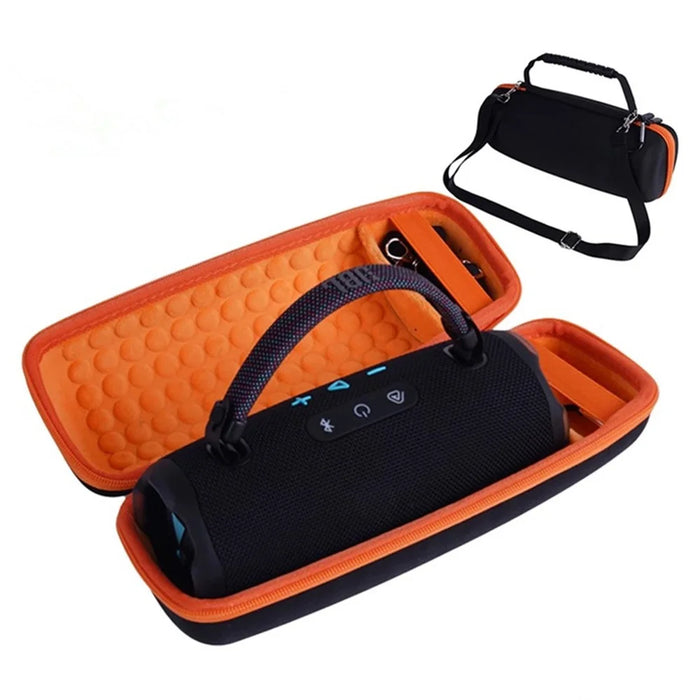 For JBL Charge 6 Speaker Carrying Case EVA Hard Shell Shockproof Storage Bag with Shoulder Strap - Black  /  Orange - 1