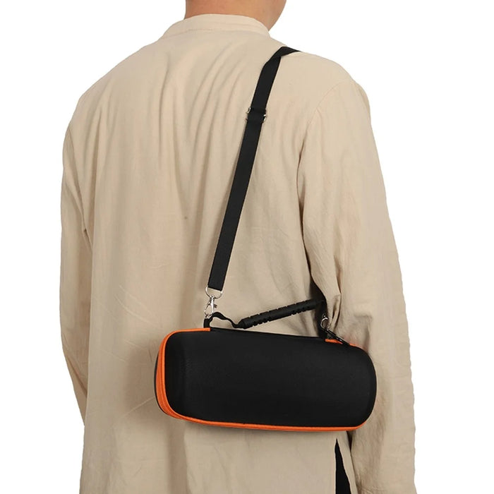 For JBL Charge 6 Speaker Carrying Case EVA Hard Shell Shockproof Storage Bag with Shoulder Strap - Black  /  Orange - 3
