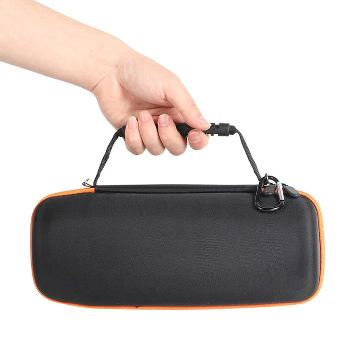 For JBL Charge 6 Speaker Carrying Case EVA Hard Shell Shockproof Storage Bag with Shoulder Strap - Black  /  Orange - 4