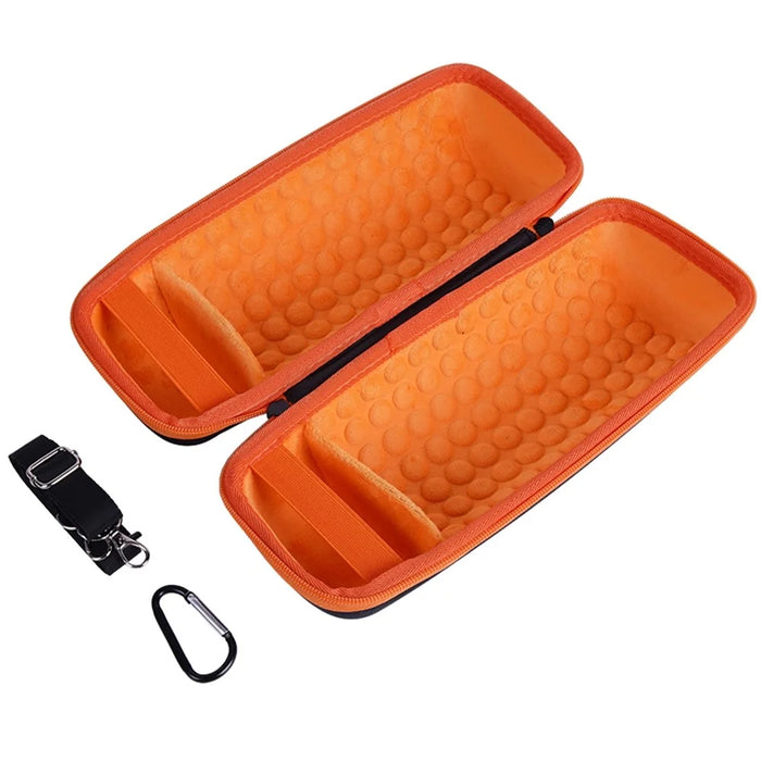 For JBL Charge 6 Speaker Carrying Case EVA Hard Shell Shockproof Storage Bag with Shoulder Strap - Black  /  Orange - 6