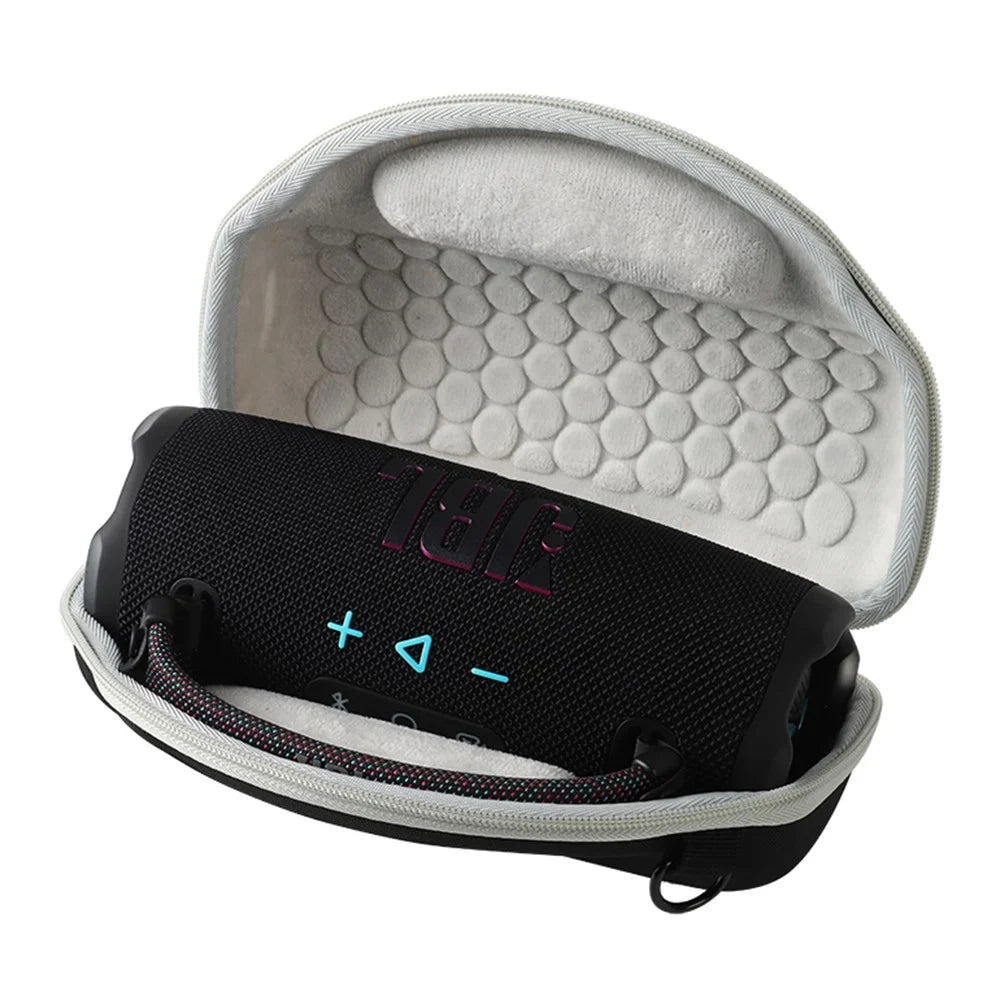 For JBL Charge 6 Speaker EVA Portable Storage Bag with Shoulder Strap Shockproof Protective Carrying Case - Black / Grey - 7