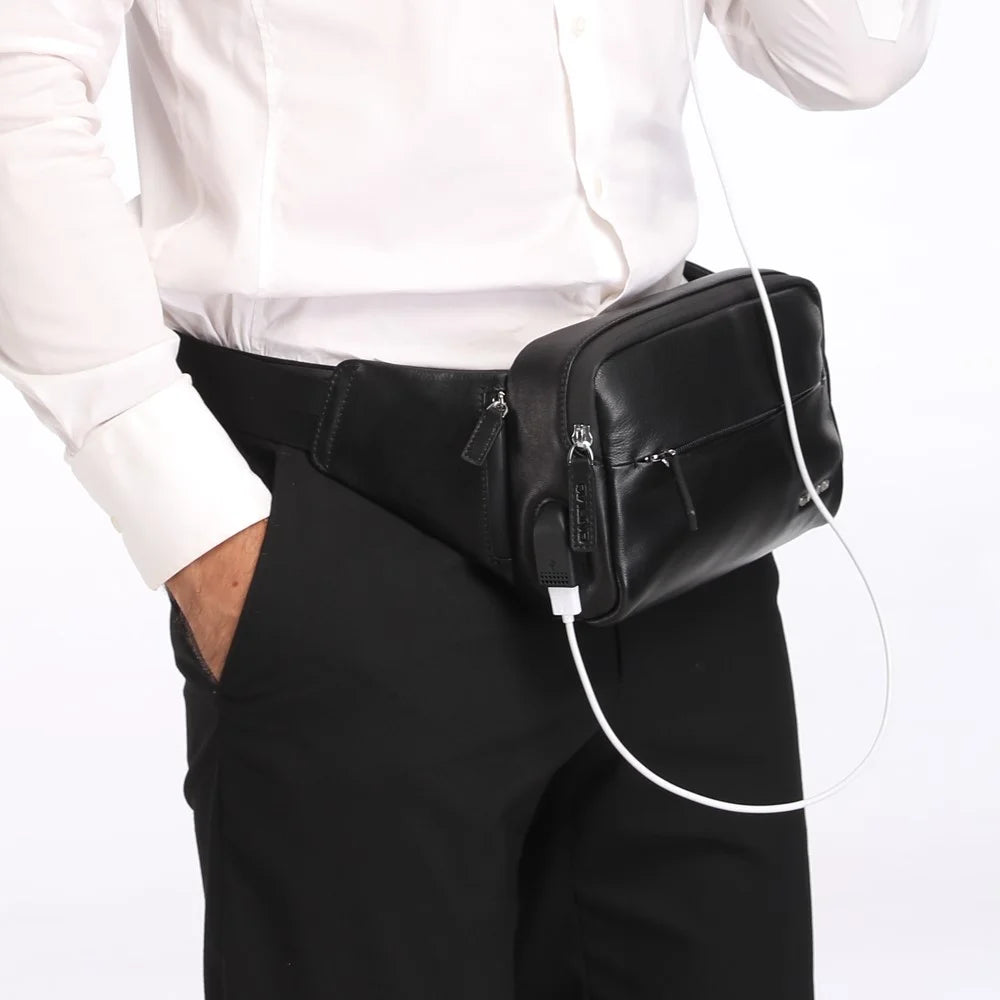 QIALINO Tactical Leather Waist Bag Multi-Functional Outdoor Tool Storage Belt Bag for Men Work - 4