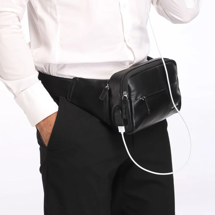 QIALINO Tactical Leather Waist Bag Multi-Functional Outdoor Tool Storage Belt Bag for Men Work - 4
