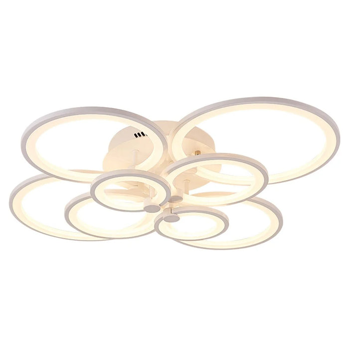 10 Heads Acrylic Circle Dimmable LED Ceiling Lamp with Remote Control for Living Room Dining Room - White - 2
