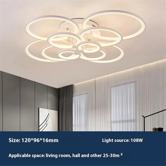 10 Heads Acrylic Circle Dimmable LED Ceiling Lamp with Remote Control for Living Room Dining Room - White - 3
